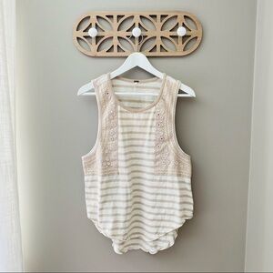 Free People Striped Tank Top Cream Sz Small